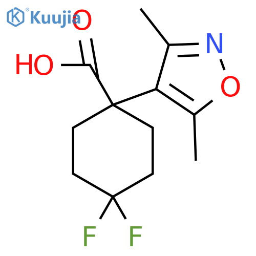 1-(dimethyl-1,2-oxazol-4-yl)-4,4-difluorocyclohexane-1-carboxylic acid structure