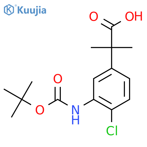 2-(3-{(tert-butoxy)carbonylamino}-4-chlorophenyl)-2-methylpropanoic acid structure