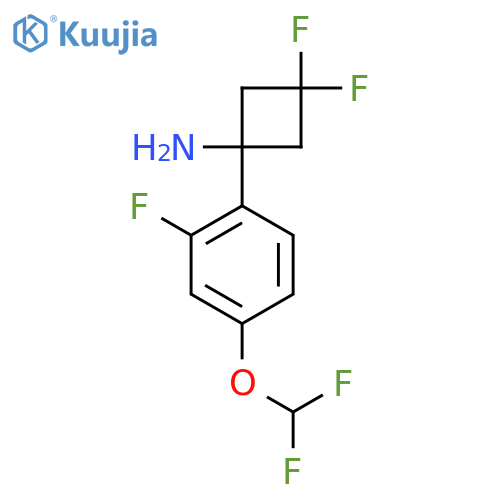 1-4-(difluoromethoxy)-2-fluorophenyl-3,3-difluorocyclobutan-1-amine structure