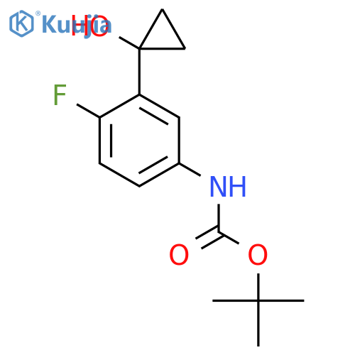 tert-butyl N-[4-fluoro-3-(1-hydroxycyclopropyl)phenyl]carbamate structure