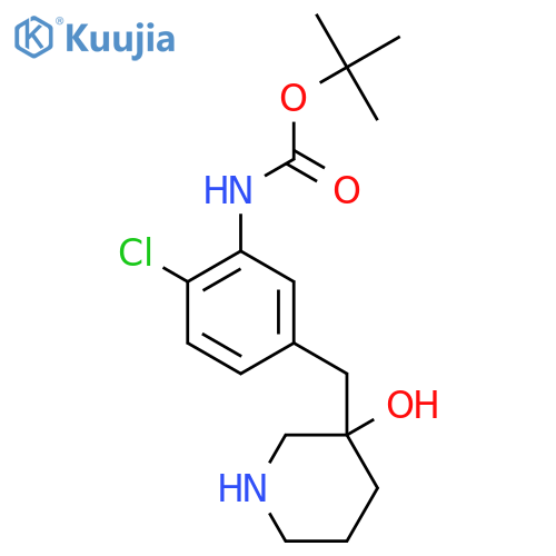 tert-butyl N-{2-chloro-5-(3-hydroxypiperidin-3-yl)methylphenyl}carbamate structure