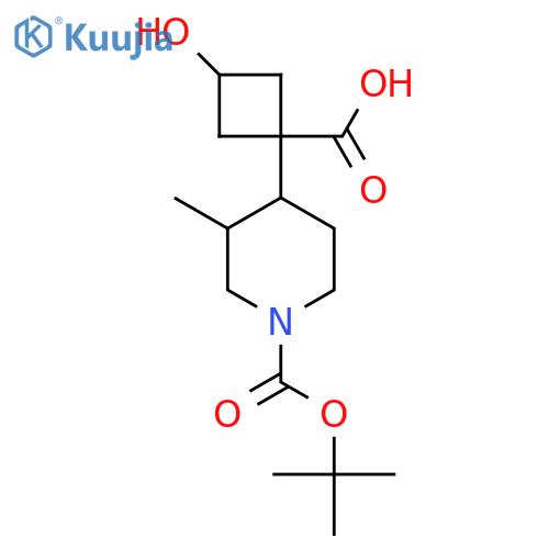 1-{1-(tert-butoxy)carbonyl-3-methylpiperidin-4-yl}-3-hydroxycyclobutane-1-carboxylic acid structure
