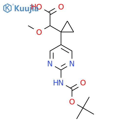 2-1-(2-{(tert-butoxy)carbonylamino}pyrimidin-5-yl)cyclopropyl-2-methoxyacetic acid structure