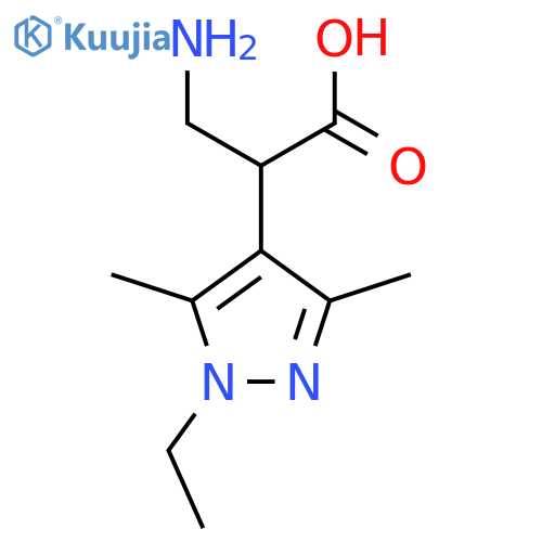 3-amino-2-(1-ethyl-3,5-dimethyl-1H-pyrazol-4-yl)propanoic acid structure