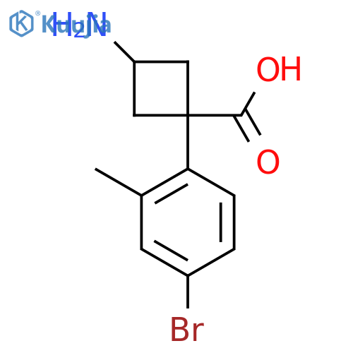 3-amino-1-(4-bromo-2-methylphenyl)cyclobutane-1-carboxylic acid structure