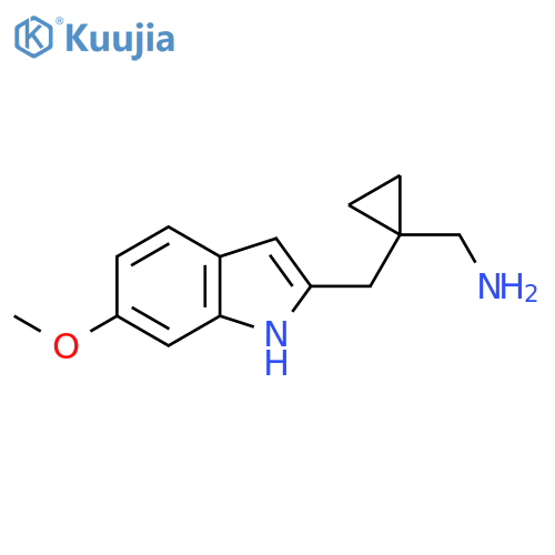 {1-(6-methoxy-1H-indol-2-yl)methylcyclopropyl}methanamine structure