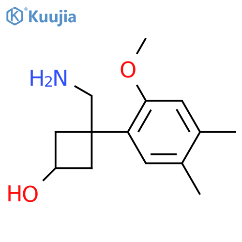3-(aminomethyl)-3-(2-methoxy-4,5-dimethylphenyl)cyclobutan-1-ol structure