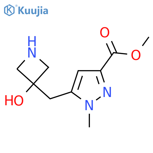 methyl 5-(3-hydroxyazetidin-3-yl)methyl-1-methyl-1H-pyrazole-3-carboxylate structure
