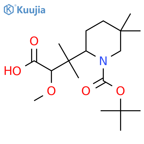 3-{1-(tert-butoxy)carbonyl-5,5-dimethylpiperidin-2-yl}-2-methoxy-3-methylbutanoic acid structure