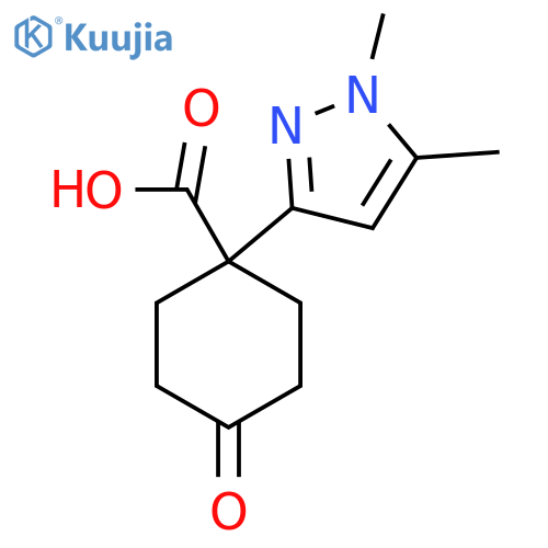 1-(1,5-dimethyl-1H-pyrazol-3-yl)-4-oxocyclohexane-1-carboxylic acid structure