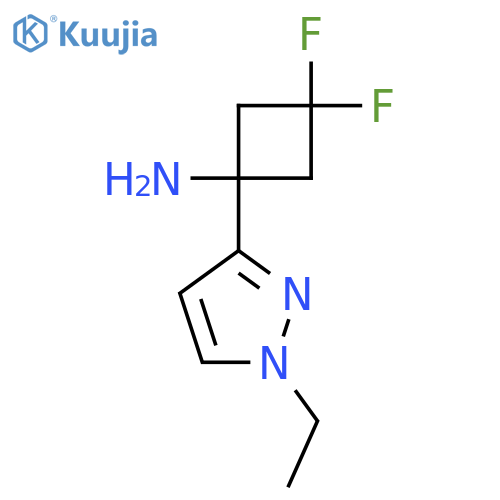 1-(1-ethyl-1H-pyrazol-3-yl)-3,3-difluorocyclobutan-1-amine structure