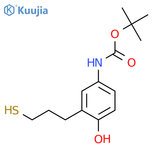tert-butyl N-4-hydroxy-3-(3-sulfanylpropyl)phenylcarbamate structure