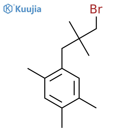 1-(3-bromo-2,2-dimethylpropyl)-2,4,5-trimethylbenzene structure