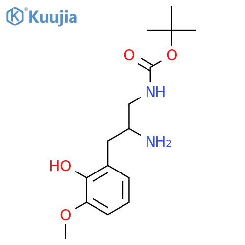 tert-butyl N-2-amino-3-(2-hydroxy-3-methoxyphenyl)propylcarbamate structure