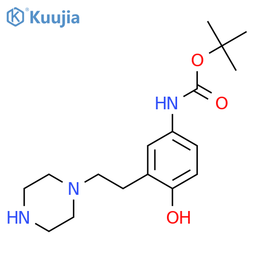 tert-butyl N-{4-hydroxy-3-2-(piperazin-1-yl)ethylphenyl}carbamate structure