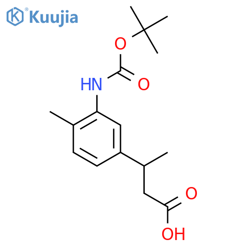 3-(3-{(tert-butoxy)carbonylamino}-4-methylphenyl)butanoic acid structure