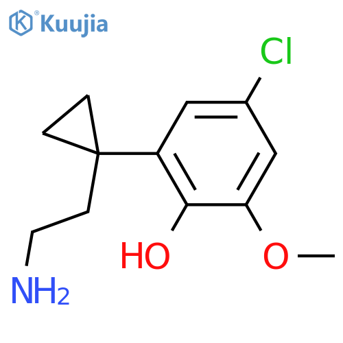 2-1-(2-aminoethyl)cyclopropyl-4-chloro-6-methoxyphenol structure