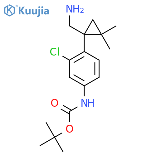 tert-butyl N-{4-1-(aminomethyl)-2,2-dimethylcyclopropyl-3-chlorophenyl}carbamate structure