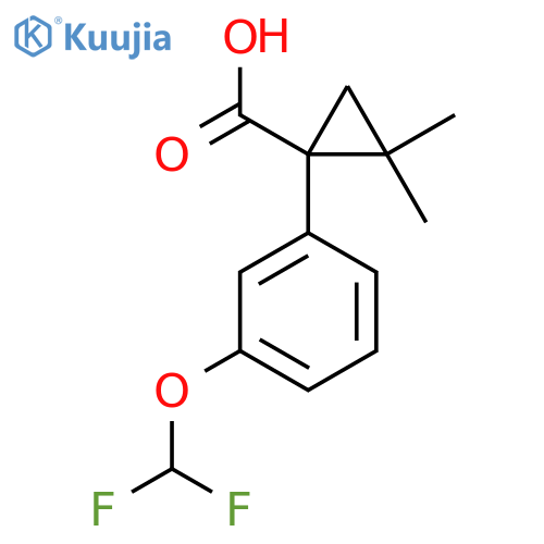 1-3-(difluoromethoxy)phenyl-2,2-dimethylcyclopropane-1-carboxylic acid structure