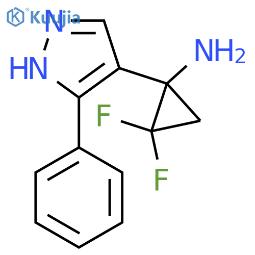 2,2-difluoro-1-(3-phenyl-1H-pyrazol-4-yl)cyclopropan-1-amine structure