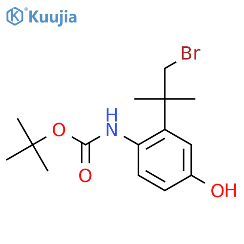 tert-butyl N-2-(1-bromo-2-methylpropan-2-yl)-4-hydroxyphenylcarbamate structure