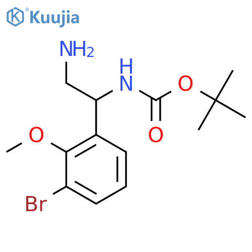 tert-butyl N-2-amino-1-(3-bromo-2-methoxyphenyl)ethylcarbamate structure