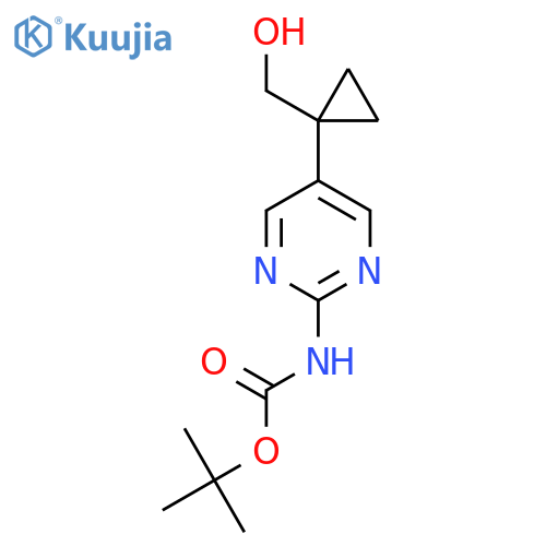 tert-butyl N-{5-1-(hydroxymethyl)cyclopropylpyrimidin-2-yl}carbamate structure