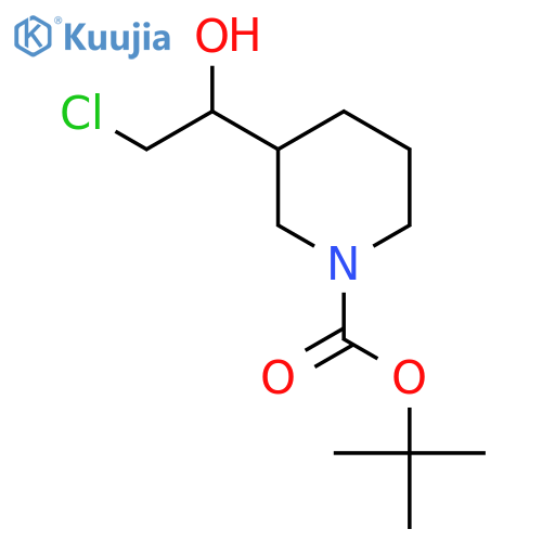 Tert-butyl 3-(2-chloro-1-hydroxyethyl)piperidine-1-carboxylate structure