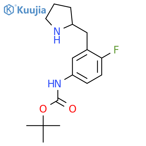 tert-butyl N-{4-fluoro-3-(pyrrolidin-2-yl)methylphenyl}carbamate structure