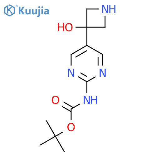 tert-butyl N-5-(3-hydroxyazetidin-3-yl)pyrimidin-2-ylcarbamate structure