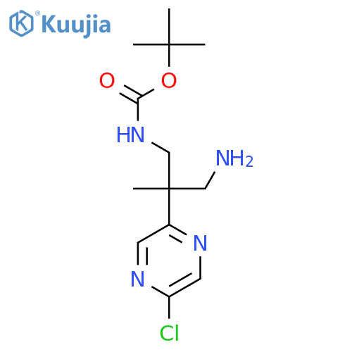 tert-butyl N-3-amino-2-(5-chloropyrazin-2-yl)-2-methylpropylcarbamate structure