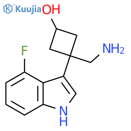 3-(aminomethyl)-3-(4-fluoro-1H-indol-3-yl)cyclobutan-1-ol structure