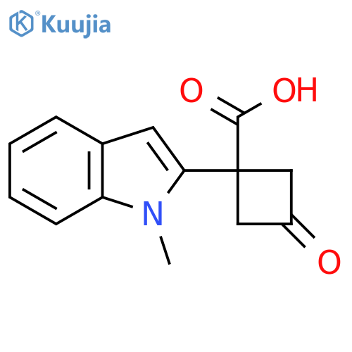 1-(1-methyl-1H-indol-2-yl)-3-oxocyclobutane-1-carboxylic acid structure
