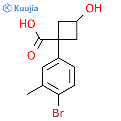 1-(4-bromo-3-methylphenyl)-3-hydroxycyclobutane-1-carboxylic acid structure