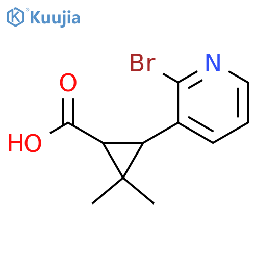 3-(2-bromopyridin-3-yl)-2,2-dimethylcyclopropane-1-carboxylic acid structure