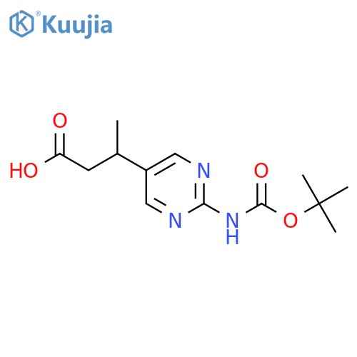 3-(2-{(tert-butoxy)carbonylamino}pyrimidin-5-yl)butanoic acid structure