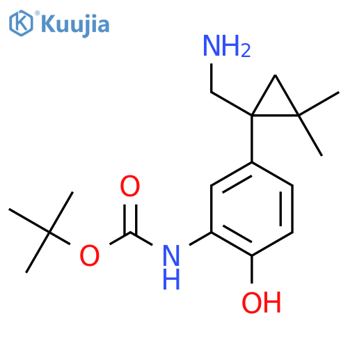 tert-butyl N-{5-1-(aminomethyl)-2,2-dimethylcyclopropyl-2-hydroxyphenyl}carbamate structure