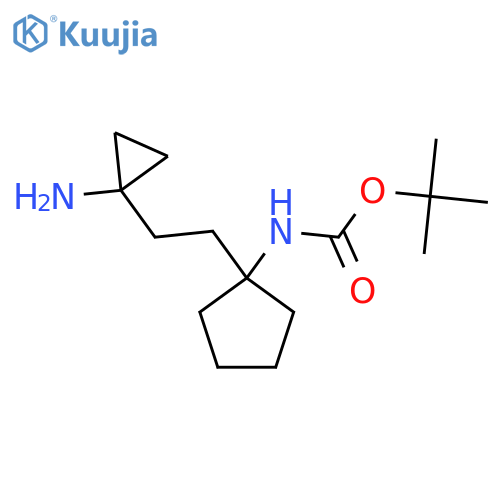 tert-butyl N-{1-2-(1-aminocyclopropyl)ethylcyclopentyl}carbamate structure