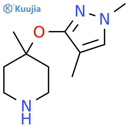 4-(1,4-dimethyl-1H-pyrazol-3-yl)oxy-4-methylpiperidine structure
