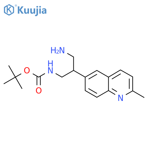 tert-butyl N-3-amino-2-(2-methylquinolin-6-yl)propylcarbamate structure