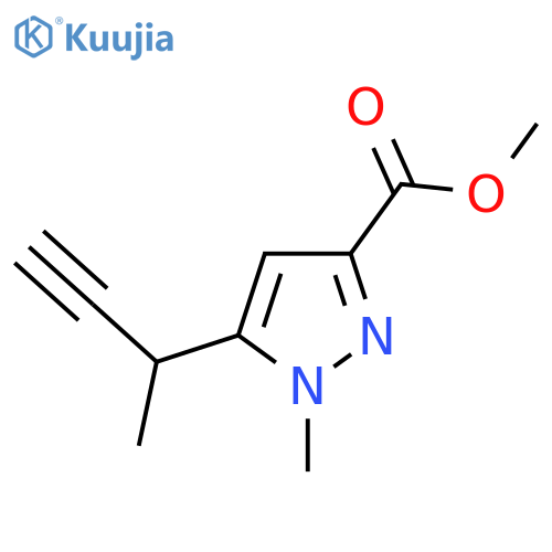 methyl 5-(but-3-yn-2-yl)-1-methyl-1H-pyrazole-3-carboxylate structure