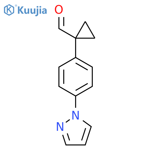 1-4-(1H-pyrazol-1-yl)phenylcyclopropane-1-carbaldehyde structure