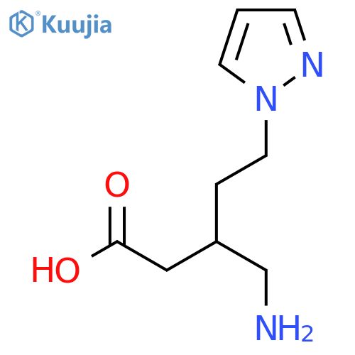 3-(aminomethyl)-5-(1H-pyrazol-1-yl)pentanoic acid structure