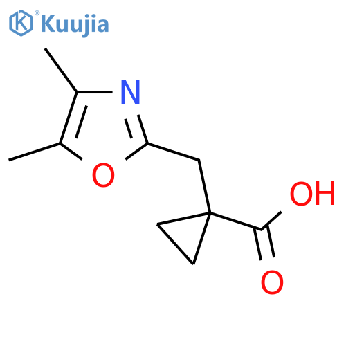 1-(dimethyl-1,3-oxazol-2-yl)methylcyclopropane-1-carboxylic acid structure