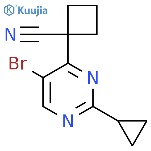 1-(5-bromo-2-cyclopropylpyrimidin-4-yl)cyclobutane-1-carbonitrile structure