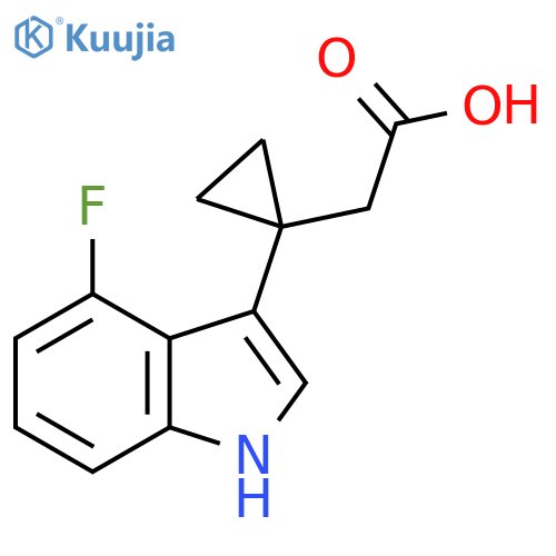 2-1-(4-fluoro-1H-indol-3-yl)cyclopropylacetic acid structure
