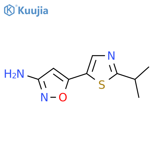 5-2-(propan-2-yl)-1,3-thiazol-5-yl-1,2-oxazol-3-amine structure