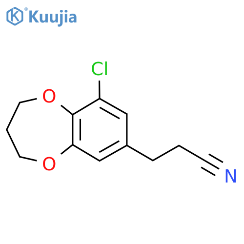 3-(9-chloro-3,4-dihydro-2H-1,5-benzodioxepin-7-yl)propanenitrile structure