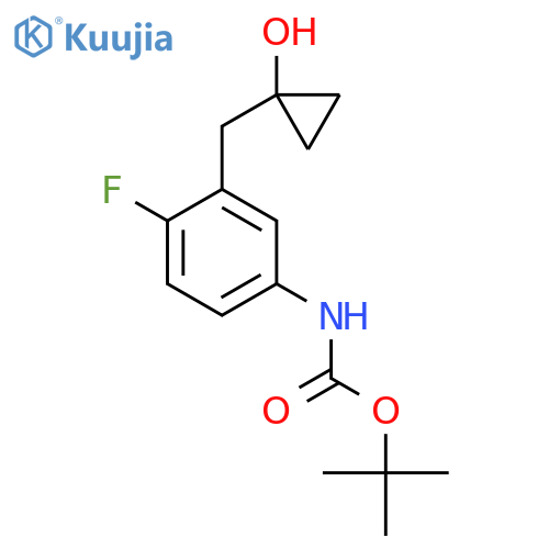 tert-butyl N-{4-fluoro-3-(1-hydroxycyclopropyl)methylphenyl}carbamate structure