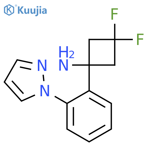 3,3-difluoro-1-2-(1H-pyrazol-1-yl)phenylcyclobutan-1-amine structure